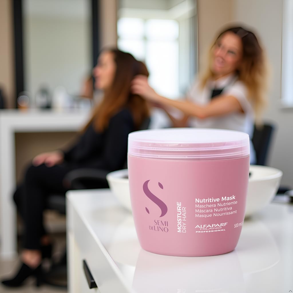 Alfaparf Milano Semi Di Lino Moisture Nutritive Mask for Dry Hair - Safe on Color Treated Hair - Sulfate, Paraben and Paraffin Free - Professional Salon Quality