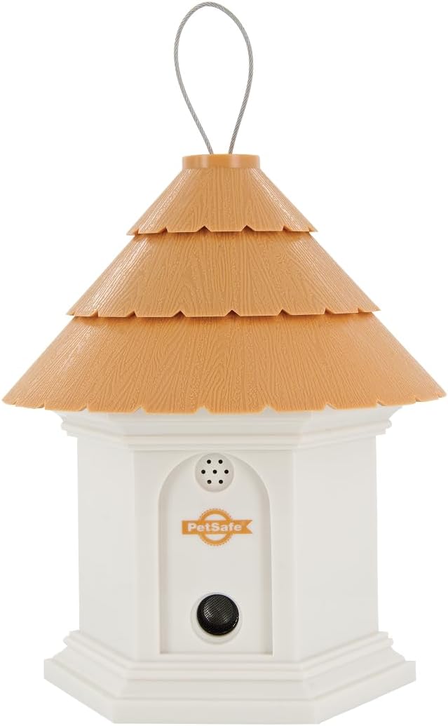 PetSafe Deluxe Outdoor Ultrasonic Bark Control - Elite No Barking Deterrent for All Dog Sizes - Up to 1/4 Acre (50 ft) Coverage - Weatherproof - Timer for Scheduled Activation - Bird House Design
