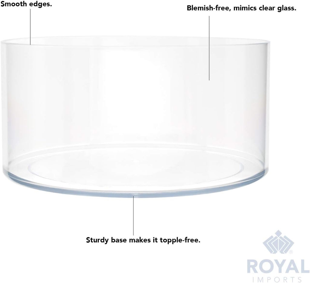 Royal Imports Flower Vase Acrylic Cylinder - Decorative Centerpiece for Home or Wedding - Non Breakable Plastic, 8inchX4inch Short Round - Clear