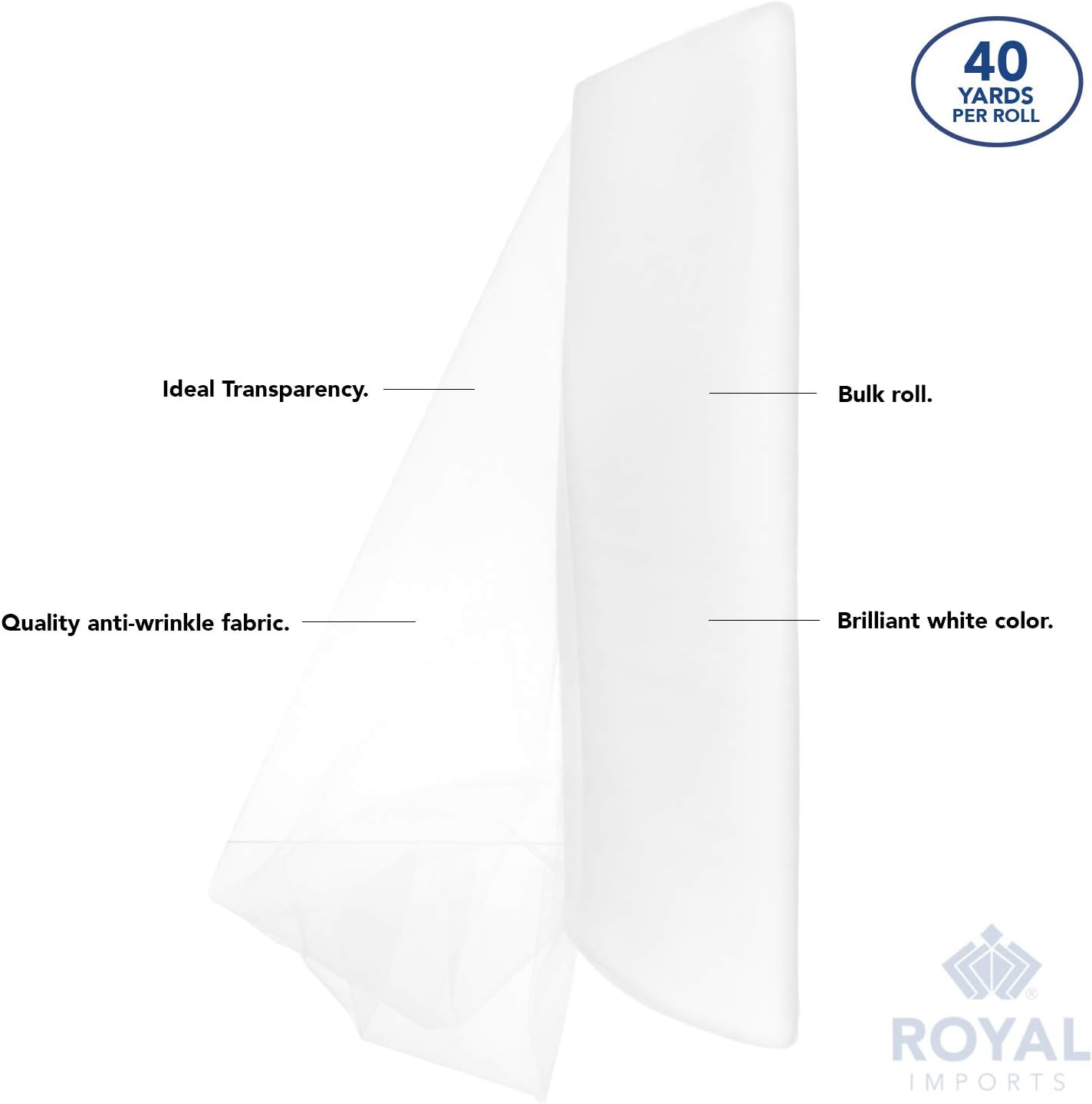 Roya Import 54 Fabri Tull Bol fo Weddin Part Decoratio Brida Showe Tut Roll Nettin Spoo Ribbo Wrapping White 4 YDS