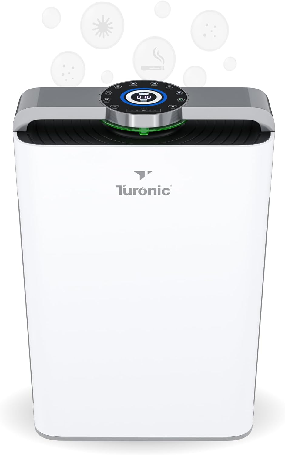 Turoni PH95 Ai Purifie an Humidifie Comb fo Larg Room HEPA UV Ionizer PM2. Sensor Col Catalys Ai Purifie fo Hom Pet wit Speeds Ap Control Remote Filters Humidifier