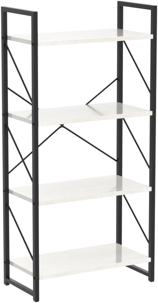 YITAHOME 4-Tier Bookshelf, Modern Free Standing 4 Shelf Bookcases and Bookshelves, Open Display Storage Book Shelves Book Rack Organizer Standing Shelving for Living Room Home Office, White