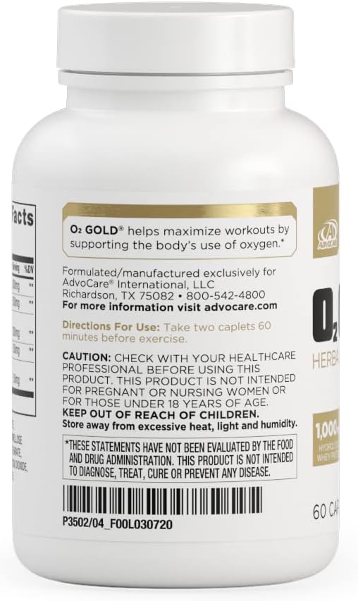 AdvoCar O Gol Bloo Oxyge Supplemen wit Rhodiol Rose Roo Hydrolyze Whe Protei Support Energy 6 Caplets