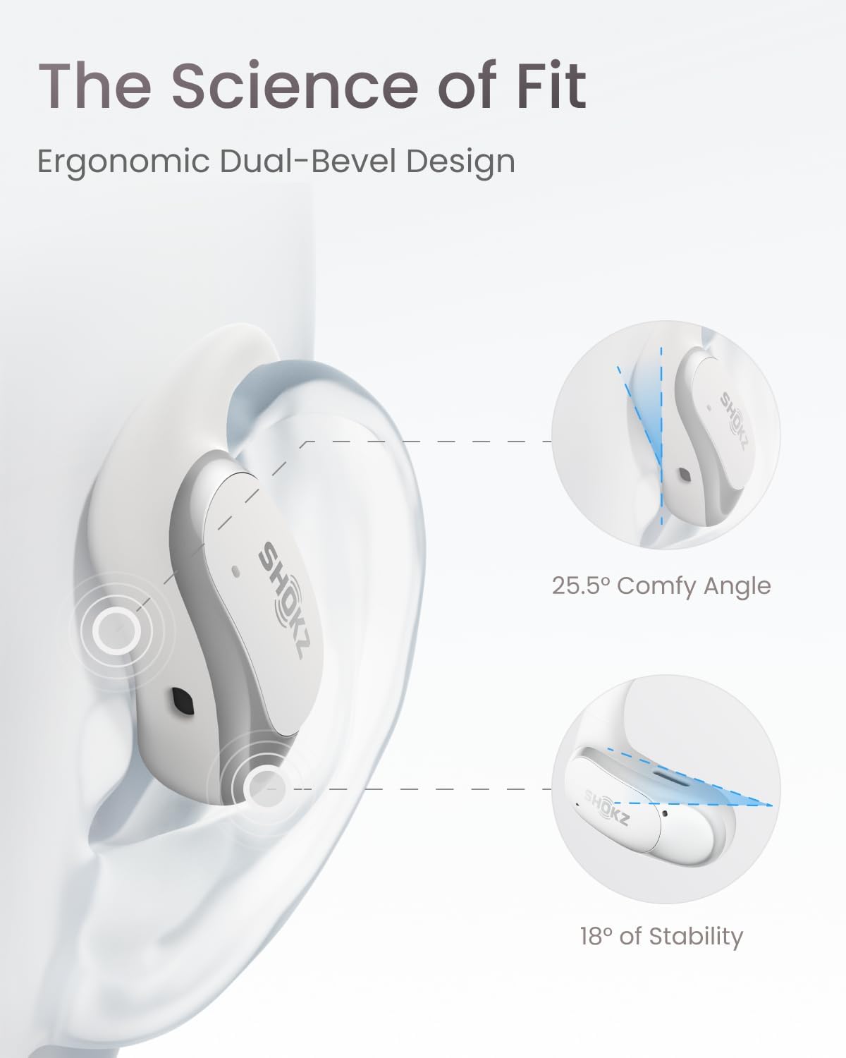 SHOKZ OpenFit Air - Open-Ear Headphones, True Wireless Earbuds, Water Resistant, Secure Earhooks for Daily Use, White