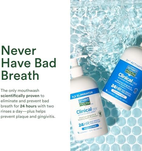 SmartMout Clinica DD 2-Bottl Activate Mouthwas wit Pump Gu Healt Suppor fo Adult 12-Hou Fres Breat Mouthwas Clea Min Flavor 3 f o (1 f o pe Bottle)