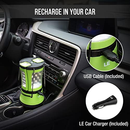 L LE Campin Lanter Rechargeable 600LM Detachabl Flashlight Campin Essentials Perfec Lanter Flashligh fo Hurrican Emergency Hiking Fishin an More US Cabl an Ca Charge Included