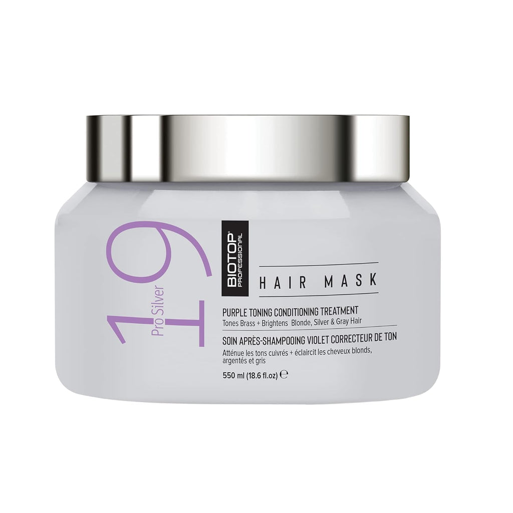Biotop Professional 19 Pro Silver Hair Mask - Moisturizes Eliminates Yellow and Brassy Tones - Hydrating Hair Mask For Blonde or Bleached Hair - 8.45 oz
