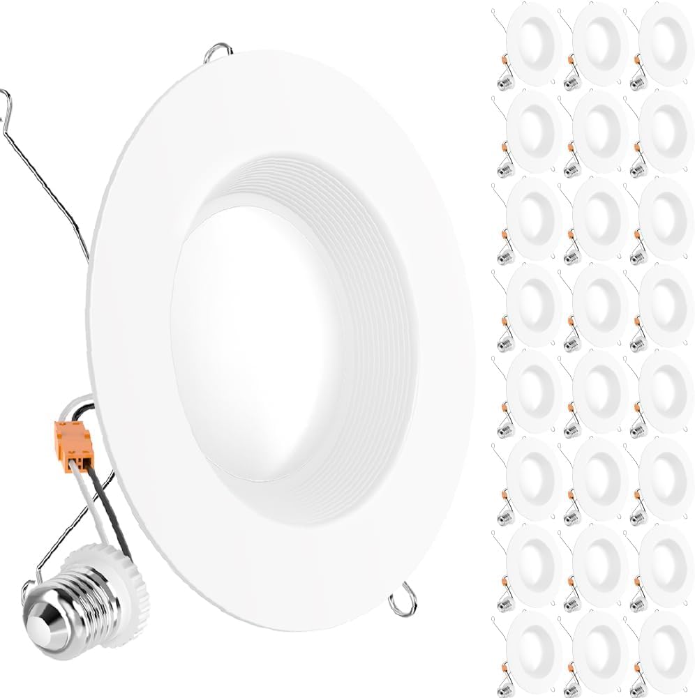 Sunco 24 Pack 6 Inch LED Recessed Light, Retrofit Downlight Can Lights for Ceiling, Baffle Trim, 1050 LM, 13W (75W Equivalent), 3000K Warm White, Dimmable, Damp Rated UL.