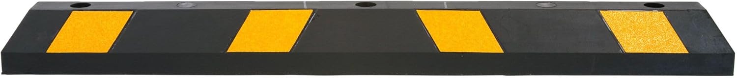 Guardian 4' Rubber Parking Curb with Mounting Holes Hi-Vis Yellow UV-Resistant for Paved, Gravel Parking Lot 4inch H