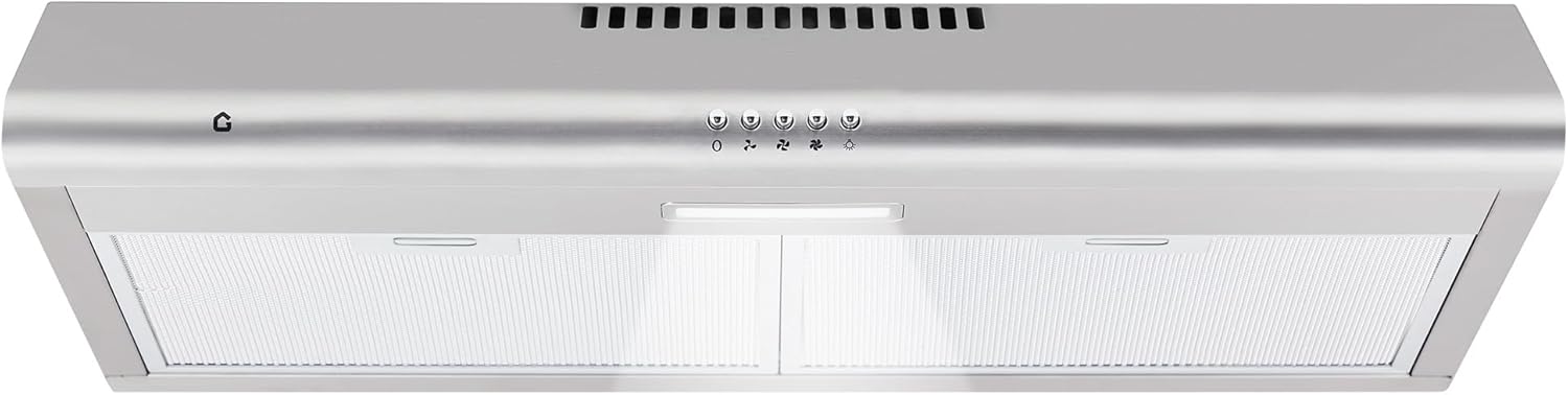 Rang Hoo 3 i Unde Cabinet Stainles Stee Stov Ven Hood 200CFM 3-Spee Exhaus Fan Butto Controls LE Lights Reusabl Baffl Filters Silver