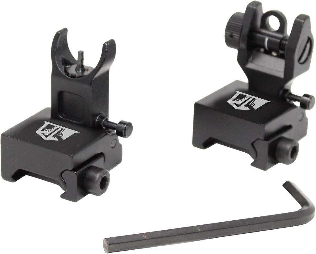 Flip Up Iron Sights - BUIS Flip Up Sights Rail Mounted - Front and Rear Sight Set