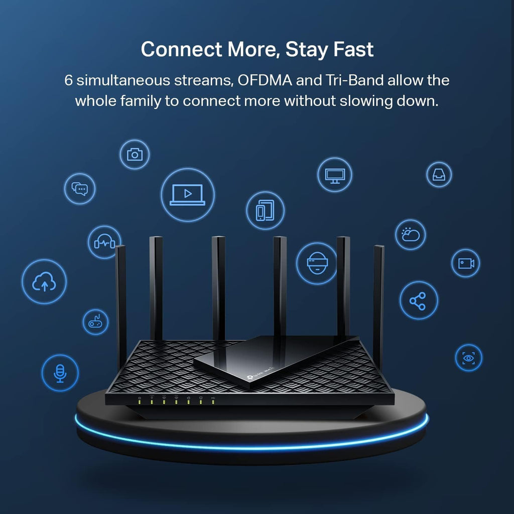 TP-Link AXE5400 Tri-Band WiFi 6E Router (Archer AXE75), 2025 PCMag Editors' Choice, Gigabit Internet for Gaming Streaming, New 6GHz Band, 160MHz, OneMesh, Quad-Core CPU, VPN WPA3 Security
