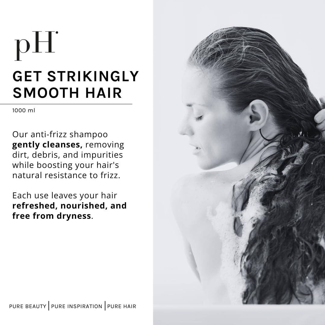 pH PURE HAIR Smooth Perfect Anti-Frizz Shampoo - Sulfate-Free Hydrating Hair Shampoo with Monoi Hair Oil Magnolia Extract - Safe for Color-Treated Hair - 33.8 oz