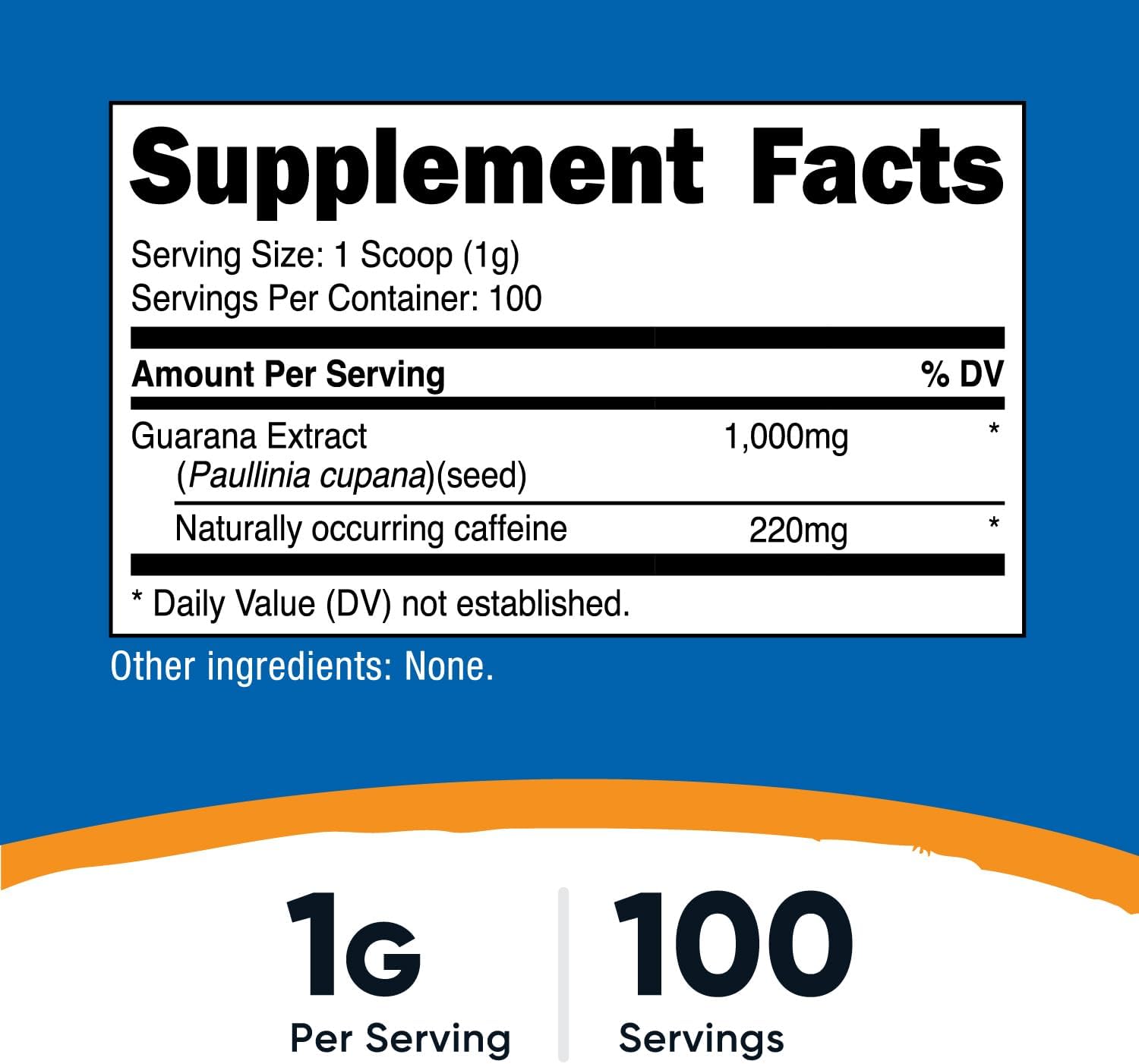 Nutricost Guarana Extract Powder 100 Grams - Natural Brazilian Herbal Caffeine/Energizer Supplement