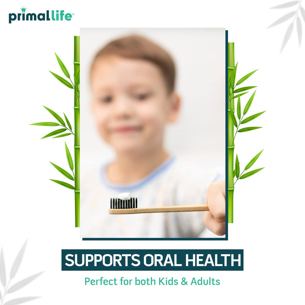 Prima Lif Organic Charcoa Toothbrush Mad wit Charcoa Bamboo Biodegradable BPA-Free Perfec fo Kid Adults Recyclable Gentl Massage Gum Teeth Zer Wast Toothbrush (1-Pack)