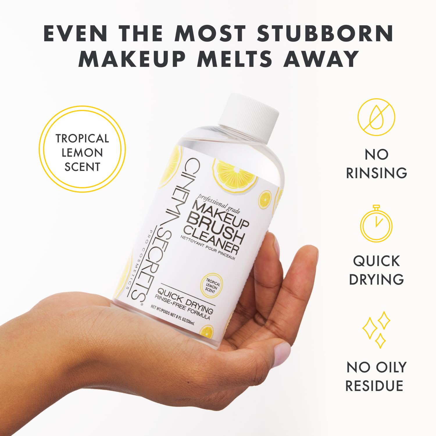 CINEM SECRET Origina Makeu Brus Cleane Solutio Spra Comb Professiona Cleanse fo Makeu Brushe Quick-Dryin Rinse-Fre Remove Built-U Mak U Lemo (1 f o f oz)