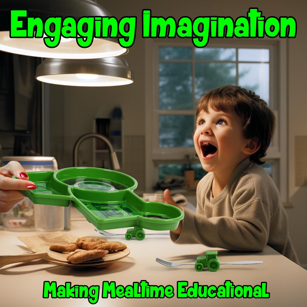 Kid Divide Plat wit Utensil Children' Mea Se wit Plate For an Spoo Tractor