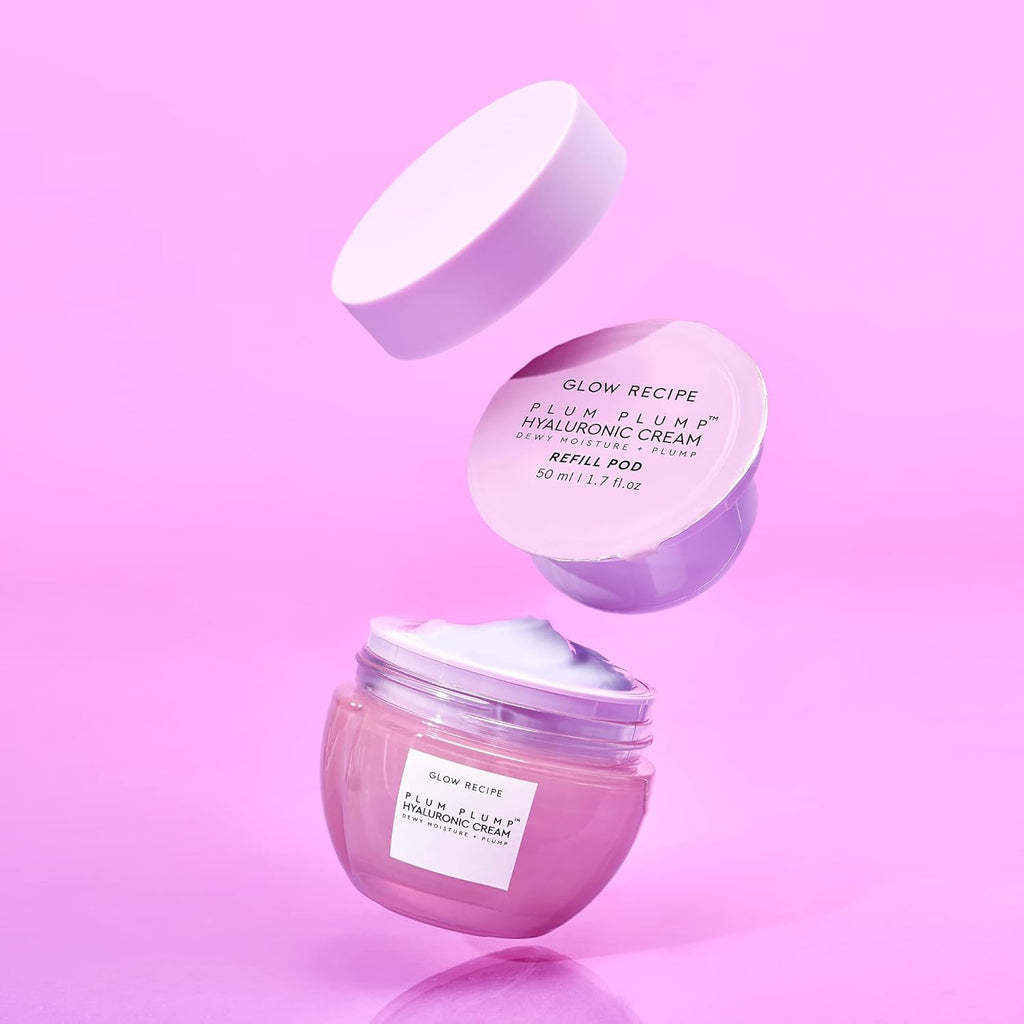 Glow Recipe Plum Plump Hyaluronic Acid Face Cream, Refill - Hydrating, Firming Plumping Facial Moisturizer for Women Men - Korean Skin Care with Polyglutamic Peptides for Dry Skin Wrinkles (50ml)