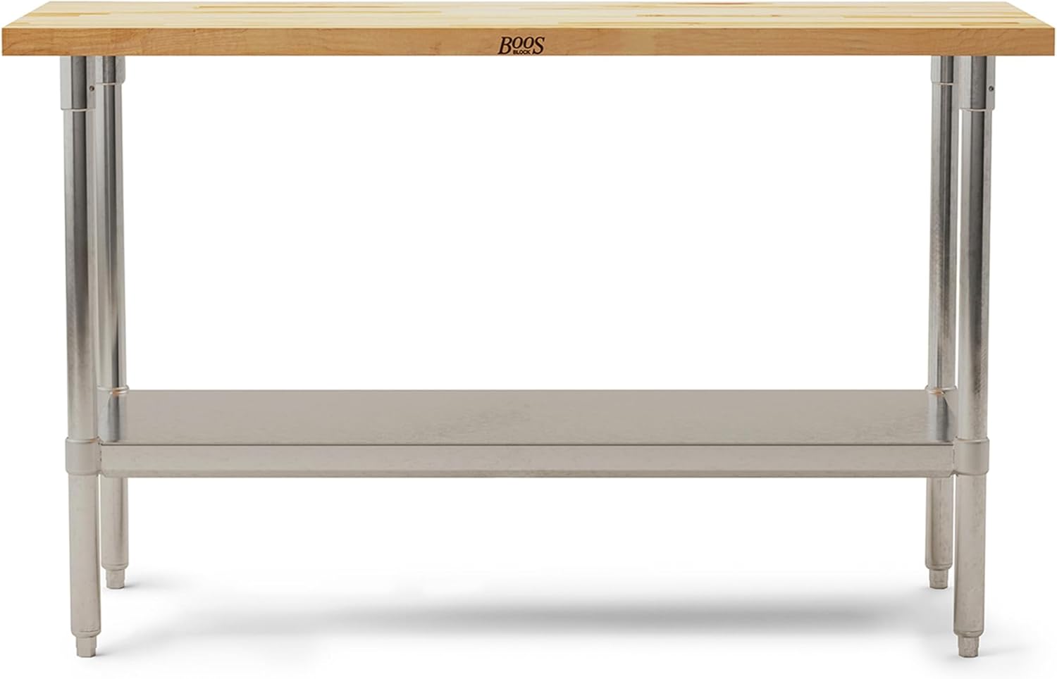 John Boos Maple Wood Top Work Table with Adjustable Lower Shelf, 60 x 30 x 1.5inch