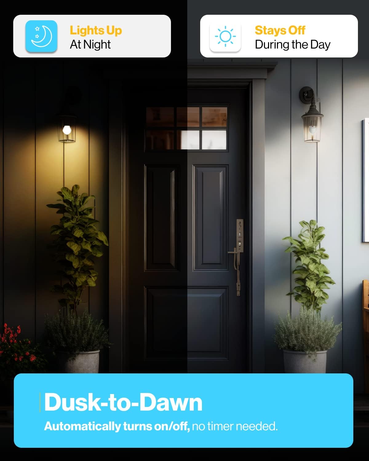10 Pac Dus t Daw LE Outdoo Ligh Bul A19 Photocel Automati fo Exterio Lighting 80 LM 9 (60 Eqv.) 3000 War White Aut On/Of Sensor IP6 Rate UL.