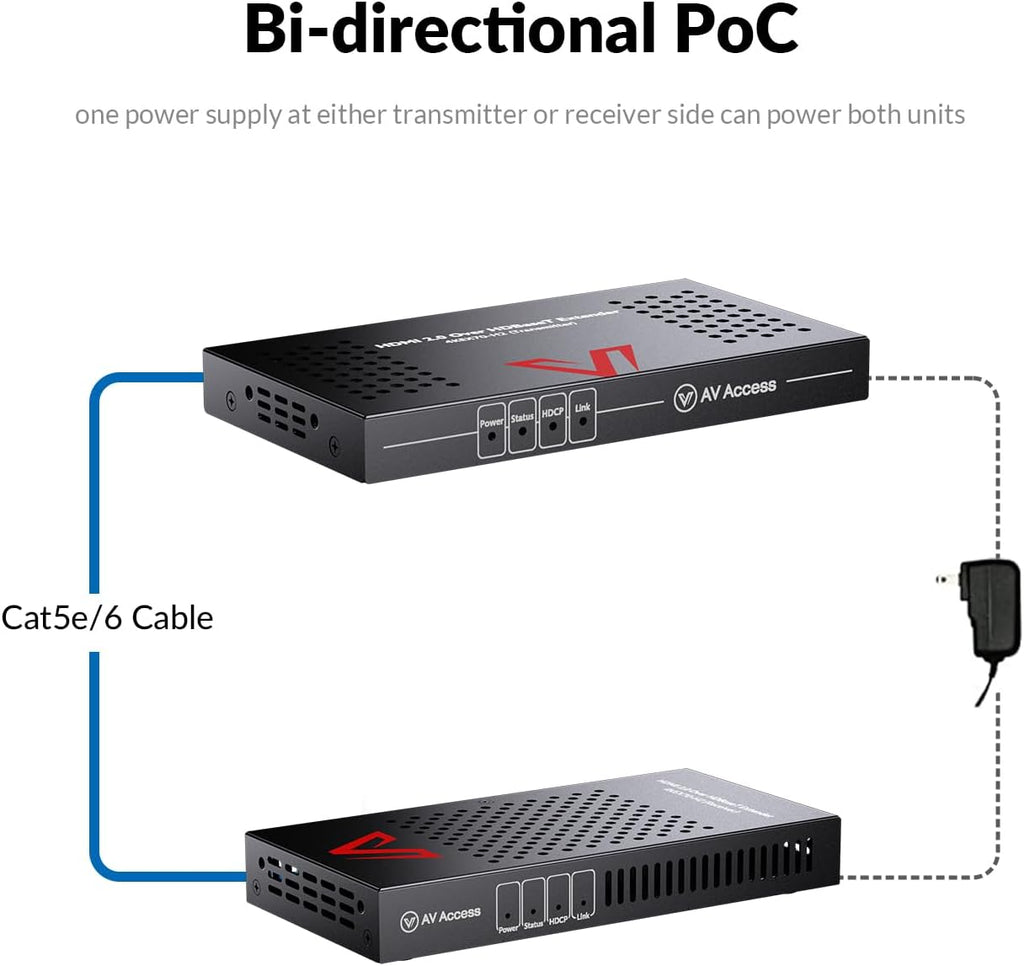 A Acces HDBase 4 HDM Extende Ove Cat5e/6/6a/ 4K@60H 130ft 1080P@60H 230ft HDR10+ HDM 2. YUV4:4:4 UltraHD HDC 2.2 18Gbps Plu Play I Retur PoE Smar EDID(4KEX70-H2)