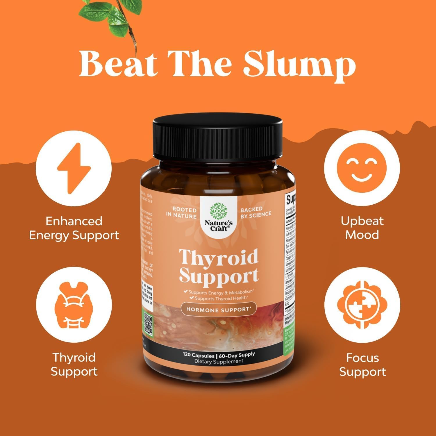 Herbal Thyroid Support Complex - Potent Kelp Iodine Supplement with L Tyrosine, Bladderwrack, Selenium Pure Ashwagandha for Hormone Balance - Mood Energy Dietary Pills - 120 Halal Capsules