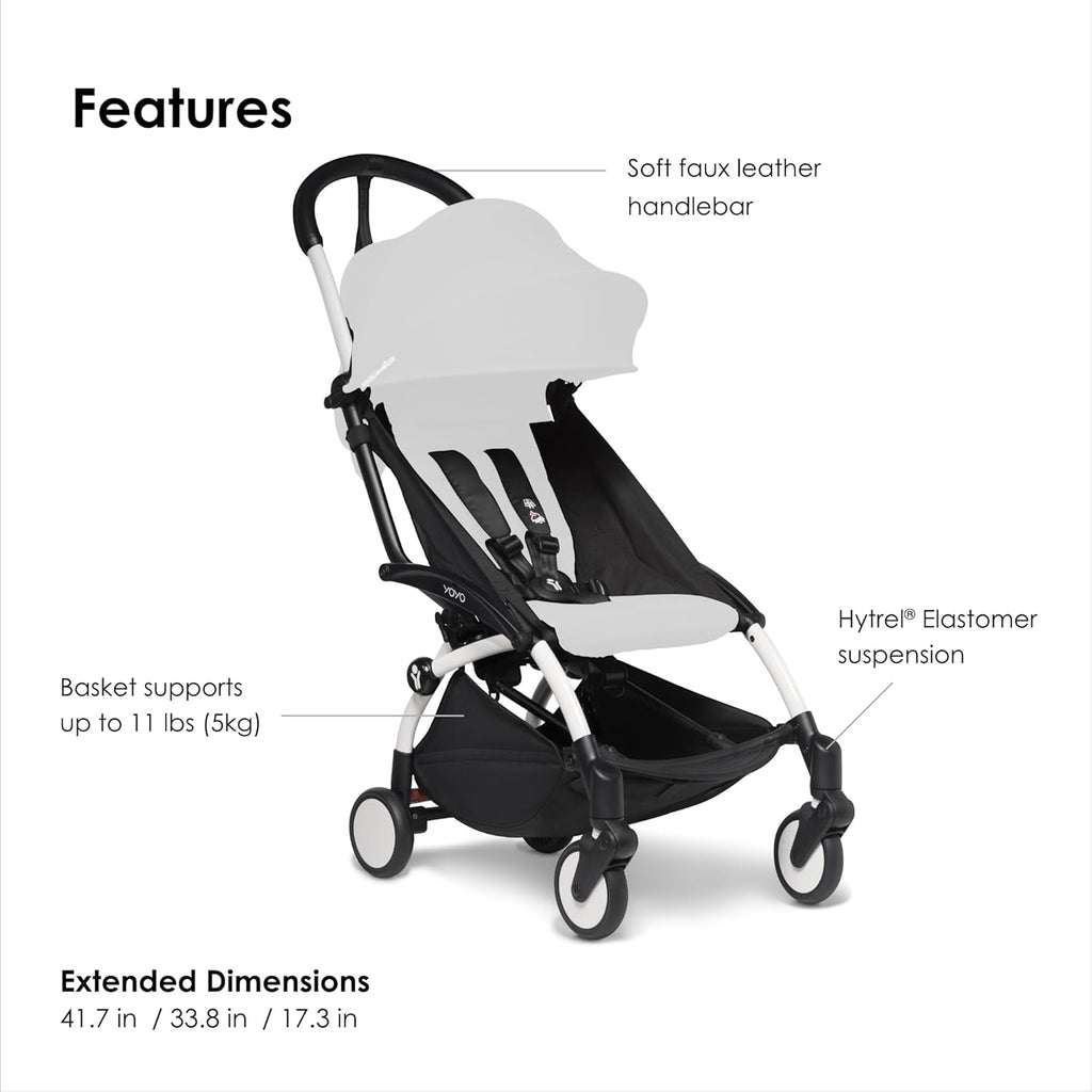 YOYO Strolle Frame Whit Include 5-Poin Harness Multi-Positio Reclinin Backrest Canop Extensions Padde Shoulde Stra Protectiv Storag Bag