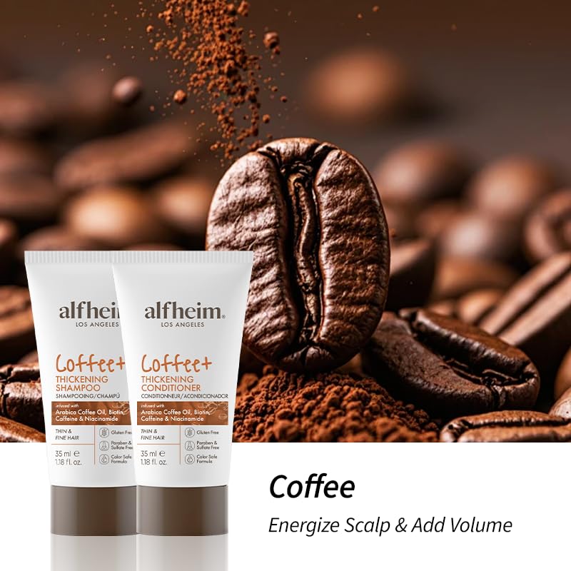 Alfhei Trave Siz Hai Car Se Coffee Arga Oil Rosemar Lavende Shampo an Conditione Nourishin Refreshin Formul fo Al Hai Types 1.1 o Each