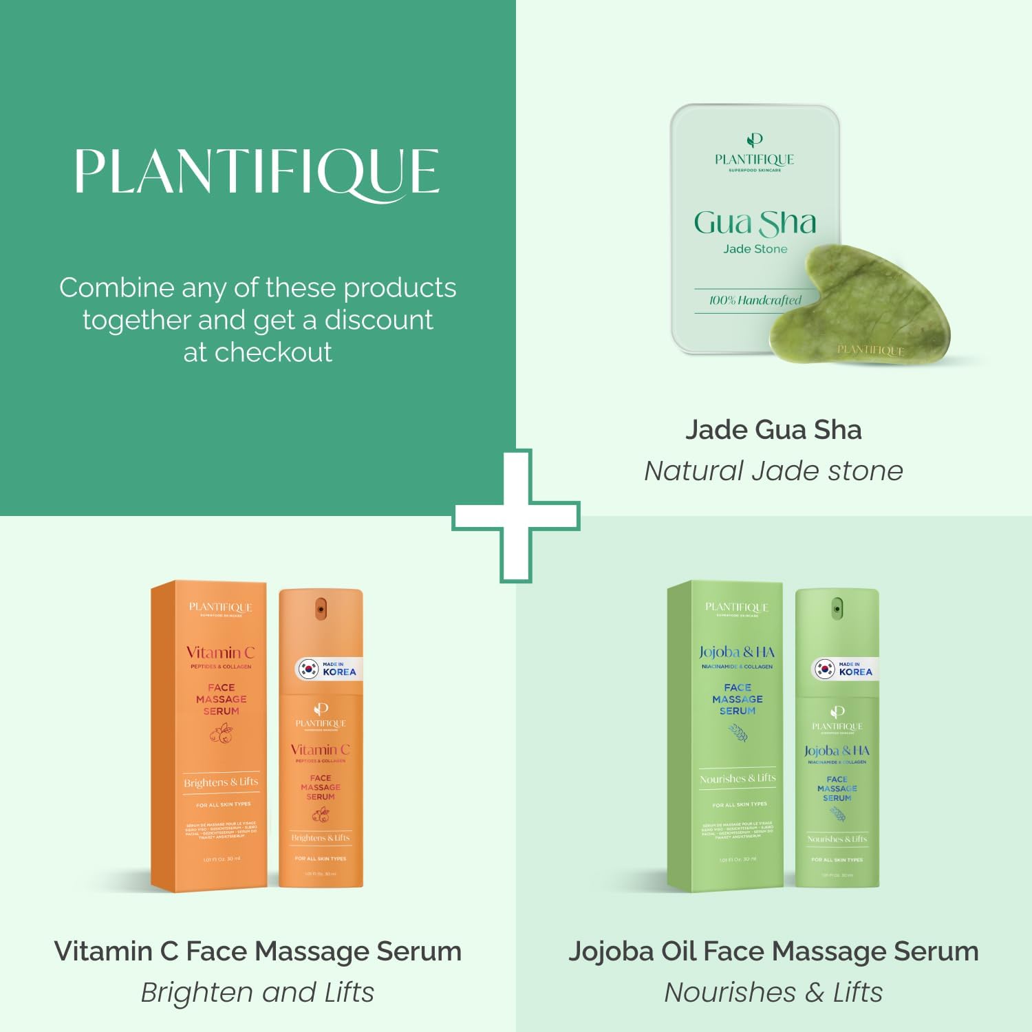 PLANTIFIQUE Gua Sha Facial Tools | Gifts | Massage Tool | Jawline Sculptor | Face Sculpting Tool for Your Skin Care Routine | Jade Guasha