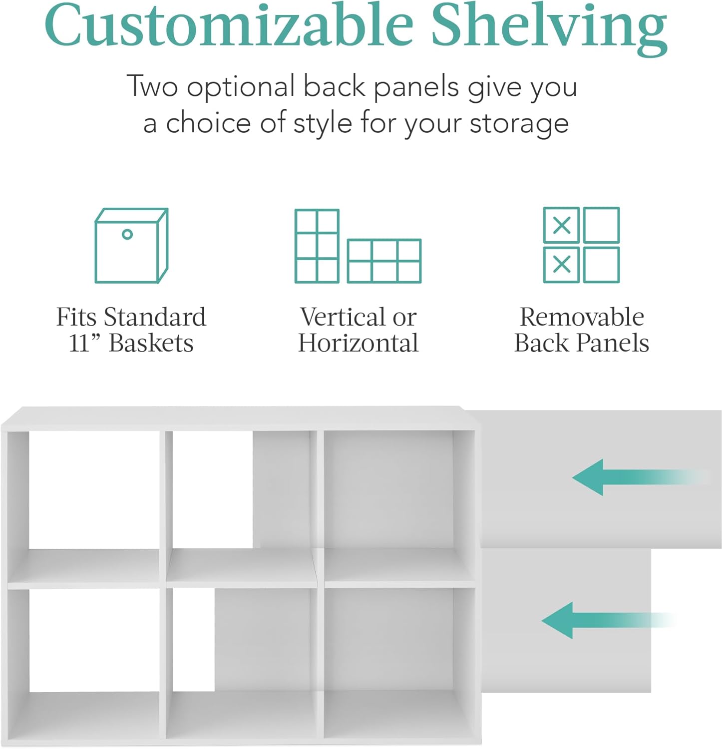 Best Choice Products 6-Cube Storage Organizer, 11in Shelf Opening, Bookcase, Display Shelf, Customizable w/ 3 Removable Back Panels ¨C White