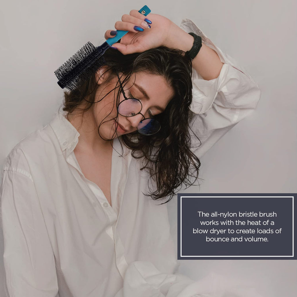 Spornett Doubl Strande X Roun Brush Nylo Bristle Roun Brus fo Straightening Anti-Frizz Detangling Volumizin Stylin fo Wav Curly Mediu Lon Hai Length (2.2 Inches)