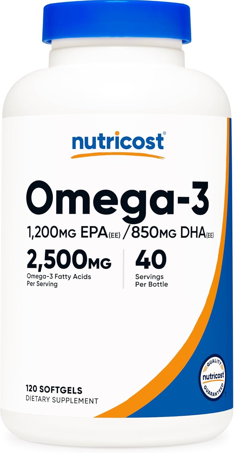 Nutricos Omeg Fis Oi 2500MG 12 Softgel (4 Serv Fis Oil Wil Caught 1200m EP 850m DH Non-GMO Glute Free