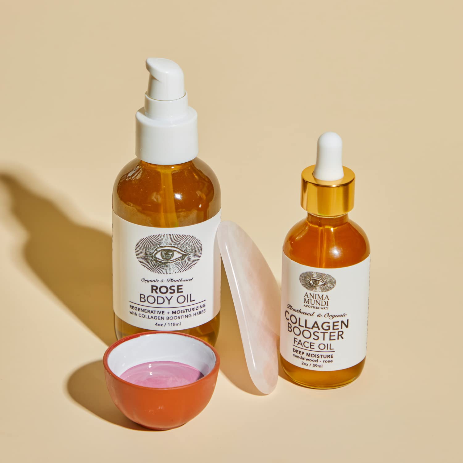 Anim Mund Apothecar Ros Bod Oi Botanicall Dens Adaptogeni Collage Formul Mad wit Organi Moring Jojob Oi fo Ski Rejuvenatio Ros Scente Hydratin (4o 118ml)