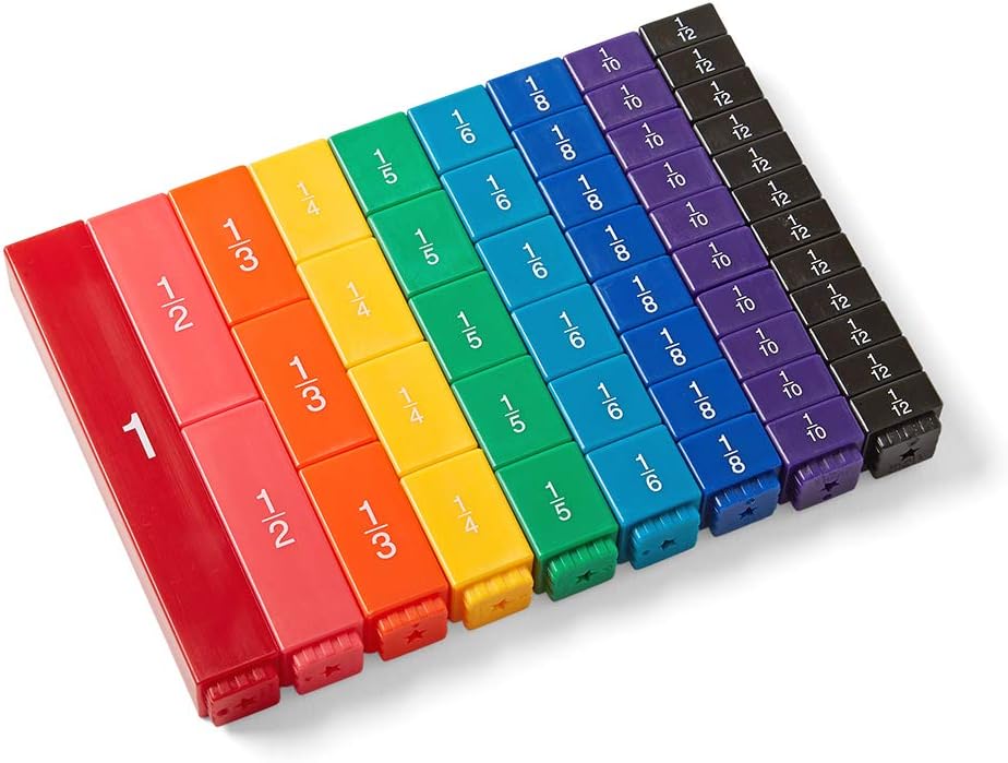 hand2min Rainbo Fractio Towe Cubes Fractio Equivalency Montessor Mat Block Material fo Kids Mat Manipulative 4t Grade Elementar Teache Mus Have (Se o 51)