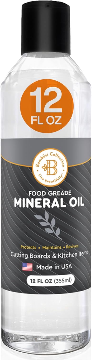 Cutting Board Oil - 12 oz Food Grade Mineral Oil for Wood Cutting Board Conditioner, Butcher Block Oil, Mineral Oil Food Grade - Protects and Restores Wood, Bamboo, Teak - Kitchen Care Gift Idea