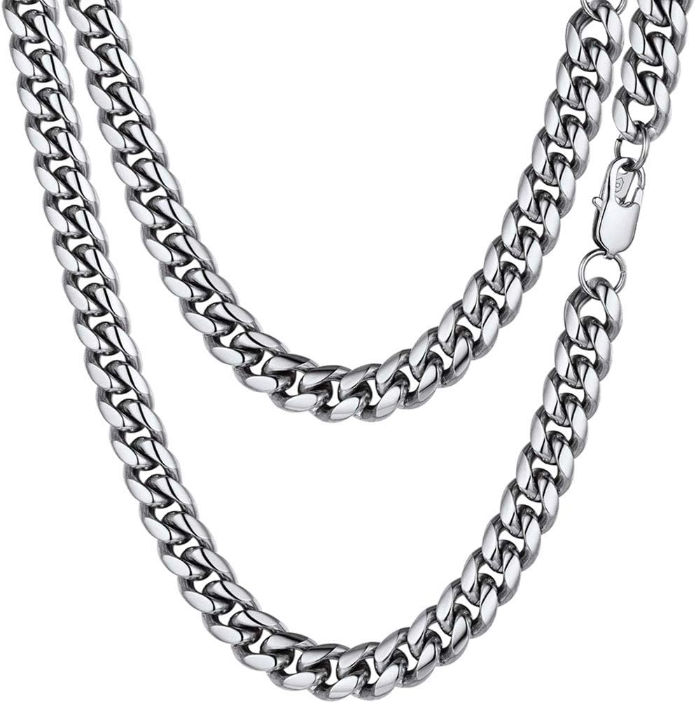 PROSTEE Engrav Nam Stainles Stee Men Chai Necklac Custo Miam Cuba Lin Chai Men
