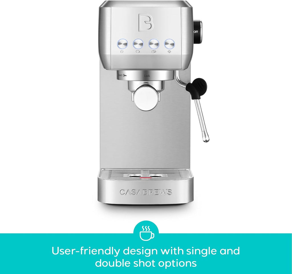 3700 Essential Espresso Machine 20 Bar, Stainless Steel Cappuccino Latte Machine with Steam Frother for Home, 43.9oz Water Tank, Coffee Gift for Women Men, Silver