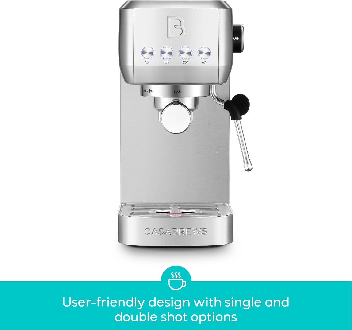 3700 Essential Espresso Machine 20 Bar, Stainless Steel Cappuccino Latte Machine with Steam Frother for Home, 43.9oz Water Tank, Coffee Gift for Women Men, Silver