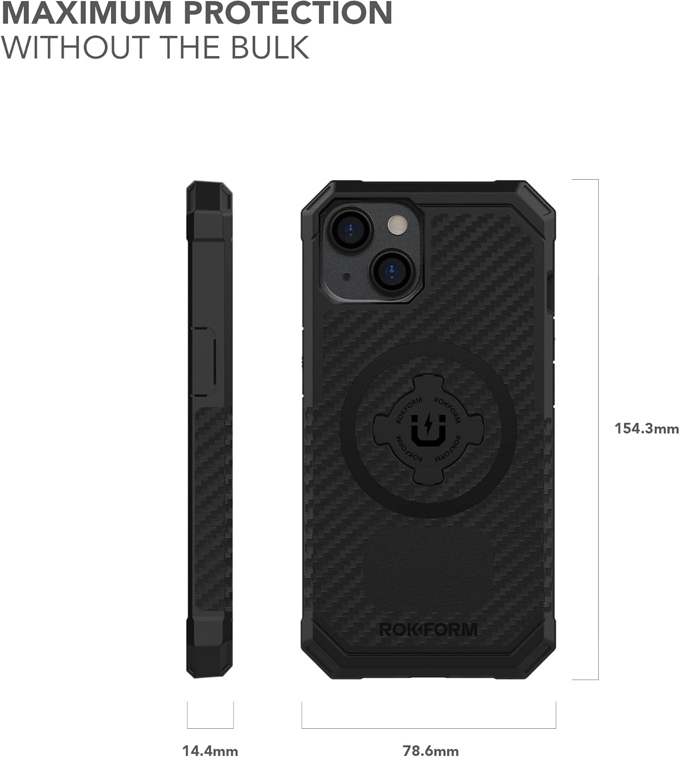 Rokform - iPhone 14 Case, Rugged Series, Dual Magnetic, iPhone Cover with RokLock Twist Lock, Protective Apple Gear, Drop Tested Armor (Black)