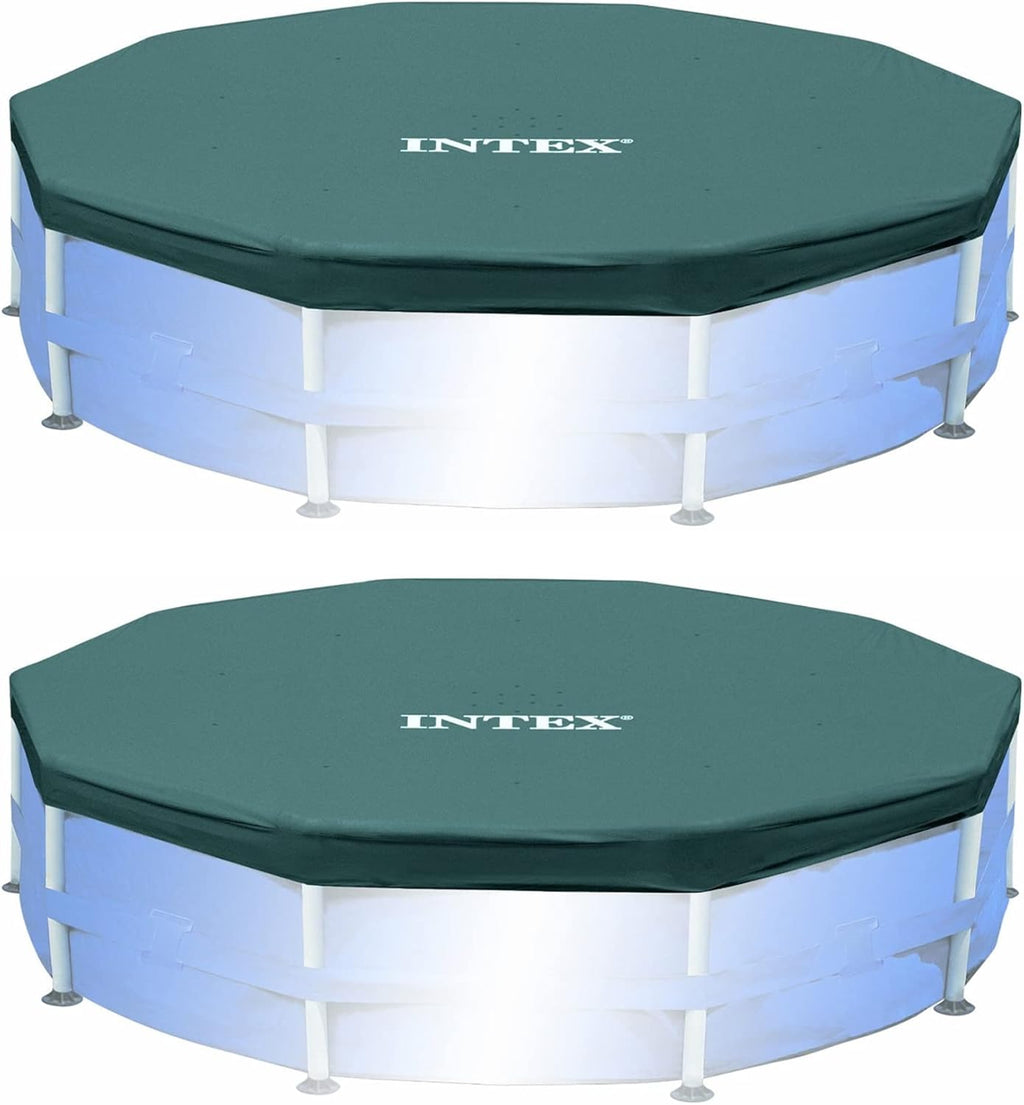 Inte 28032 Poo Cover fo 15f Roun Meta Fram Pool Include Rop Ti Drai Hole 10i Overhan Snu Fi ( Pack)
