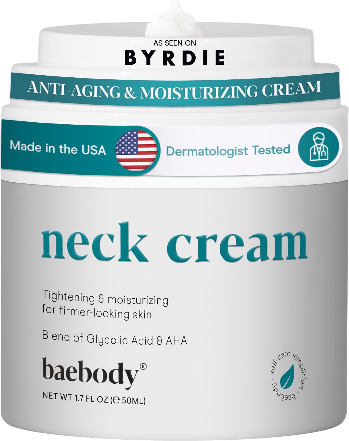 Baebod Firmin Nec Crea wit AHAs CoQ10 Glycoli Acid Gree Te fo Saggin Skin Fin Lines Wrinkles 1. F Oz