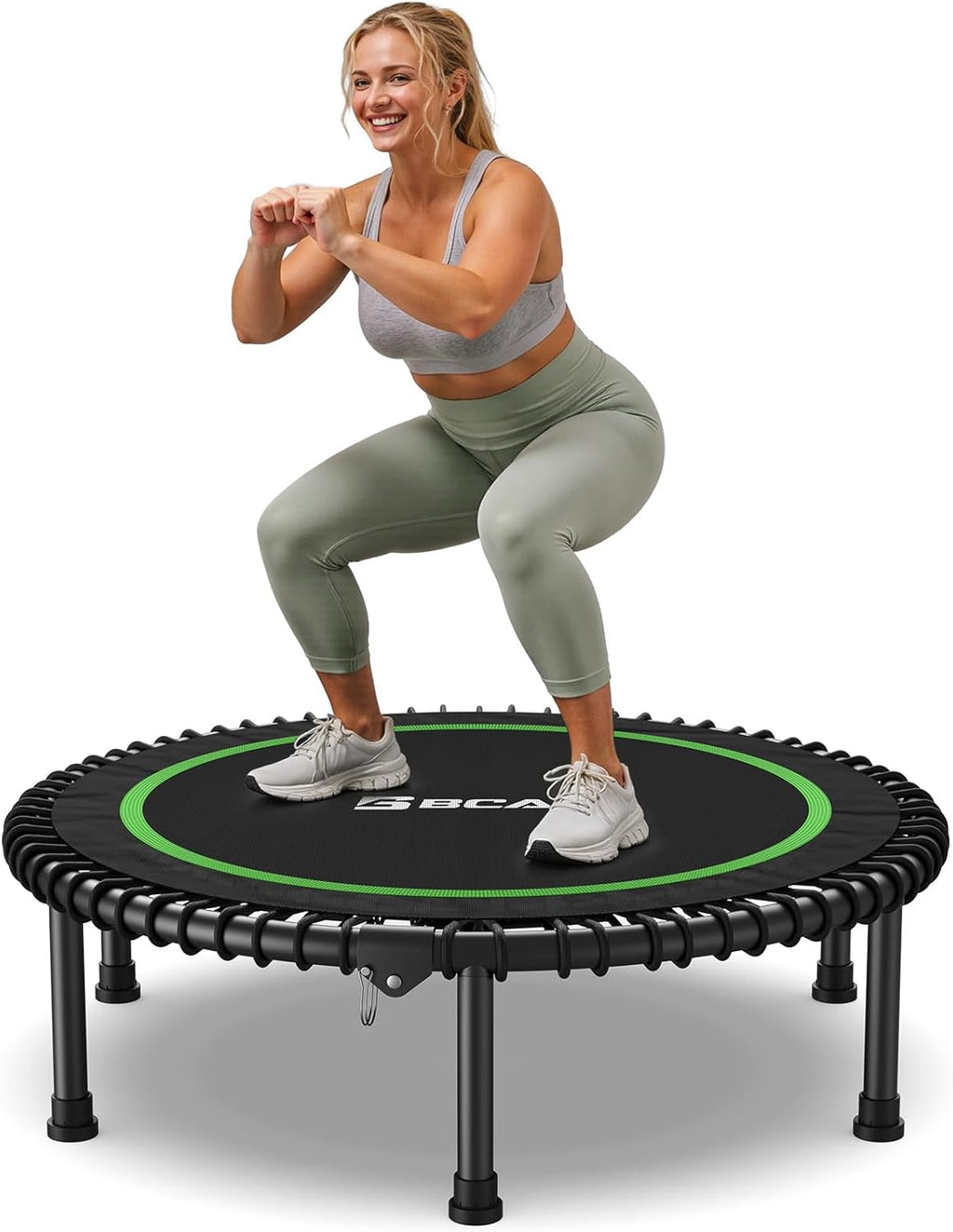 BCAN 450LBS/550LBS Foldable Mini Trampoline, 40inch/48inch Adult Fitness Trampoline with Durable Bungees, Stable & Quiet Exercise Rebounder,Great Mini Trampoline for Indoor/Garden Workout