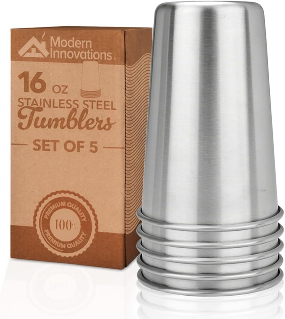 1 Ounc Stainles Stee Stackabl Tumbler  Pac Reusabl Stee Cup fo Trave Outdoors