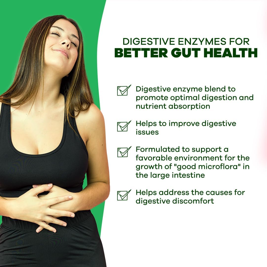 GOBIOTIX Digestive Enzymes Supplement with Prebiotics and Probiotics for Women and Men - Gut Health, Gluten Digestion, Lactose Absorption, Plant Based Dietary Pills - 120 Capsules