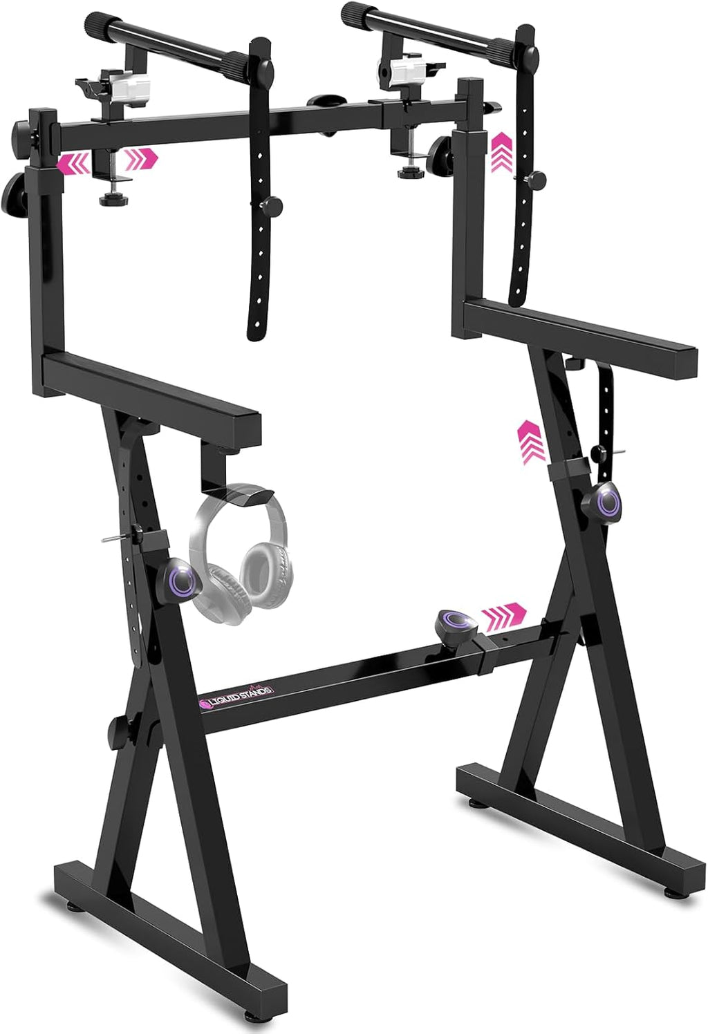 Liqui Stand Dua Pian Keyboar Stan wit 2n Tie  Styl Adjustabl an Portabl Tie Heav Dut Musi Stan fo Synth an Electri Digita Keyboard Fit 5 6 8 Ke Pianos