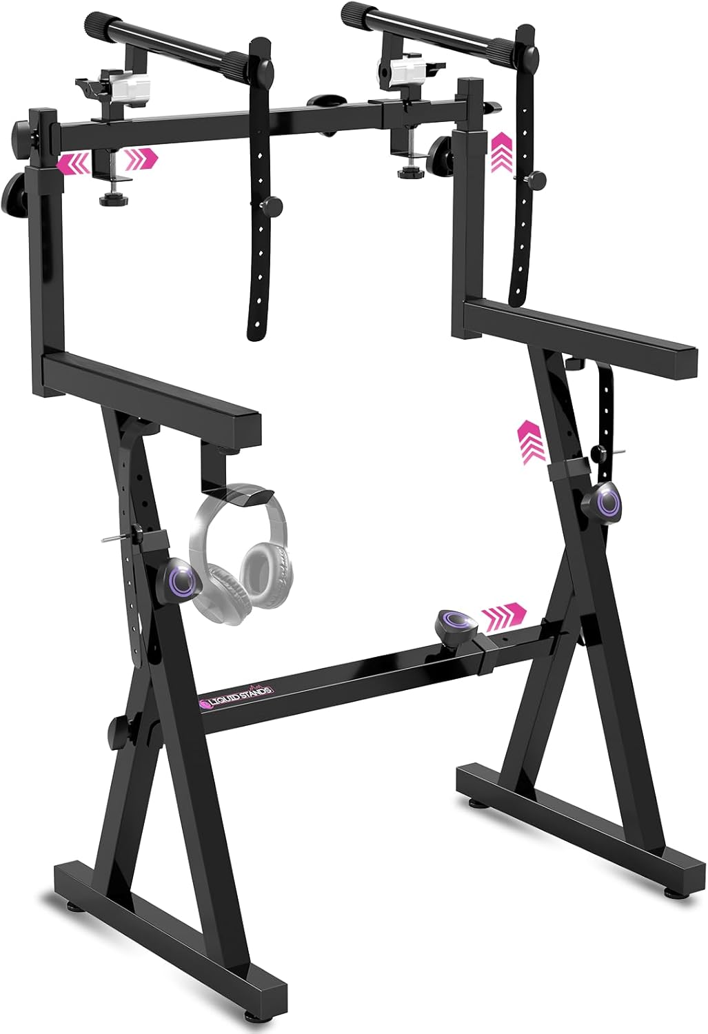 Liqui Stand Dua Pian Keyboar Stan wit 2n Tie  Styl Adjustabl an Portabl Tie Heav Dut Musi Stan fo Synth an Electri Digita Keyboard Fit 5 6 8 Ke Pianos