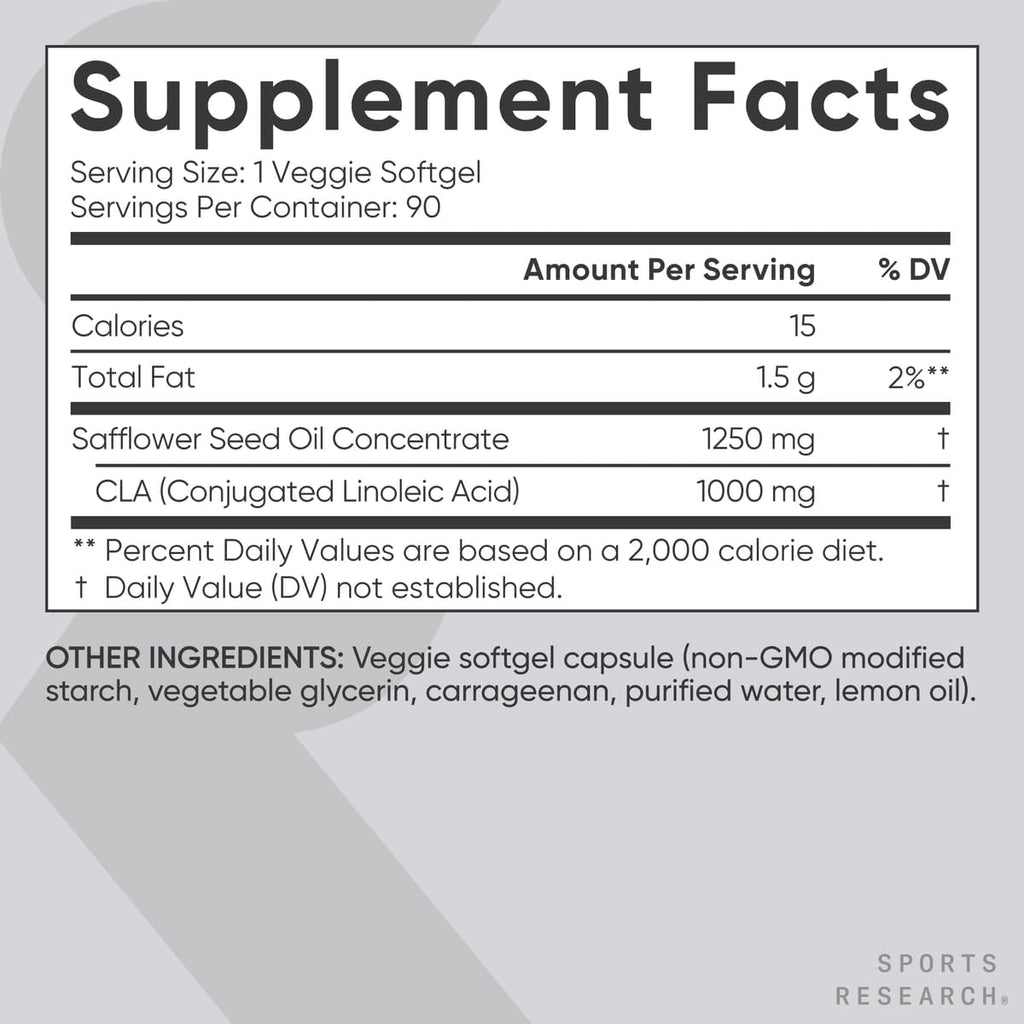 Sport Researc Vega CL 1250m wit Activ Conjugate Linolei Aci fo Me Wome Non-GMO So Glute Fre 80 (9 Softgels)