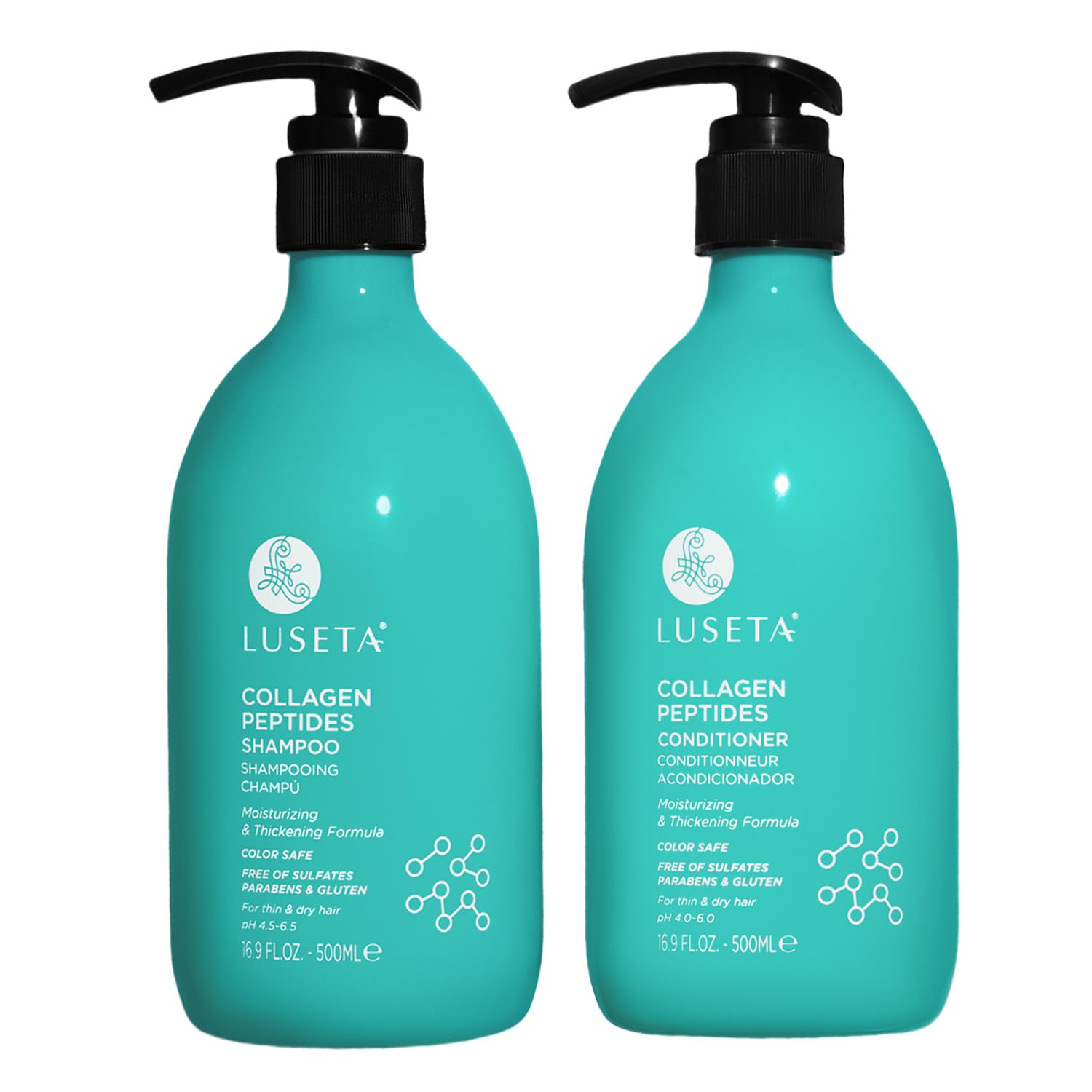 Luset Thickenin Shampo an Conditione Se wit Collage Peptide Strengthe an Moisturiz fo Thi Dr Hair Promot Thicknes an Reduc Breakag fo Fuller-Lookin Hai 16.9oz¡Á2