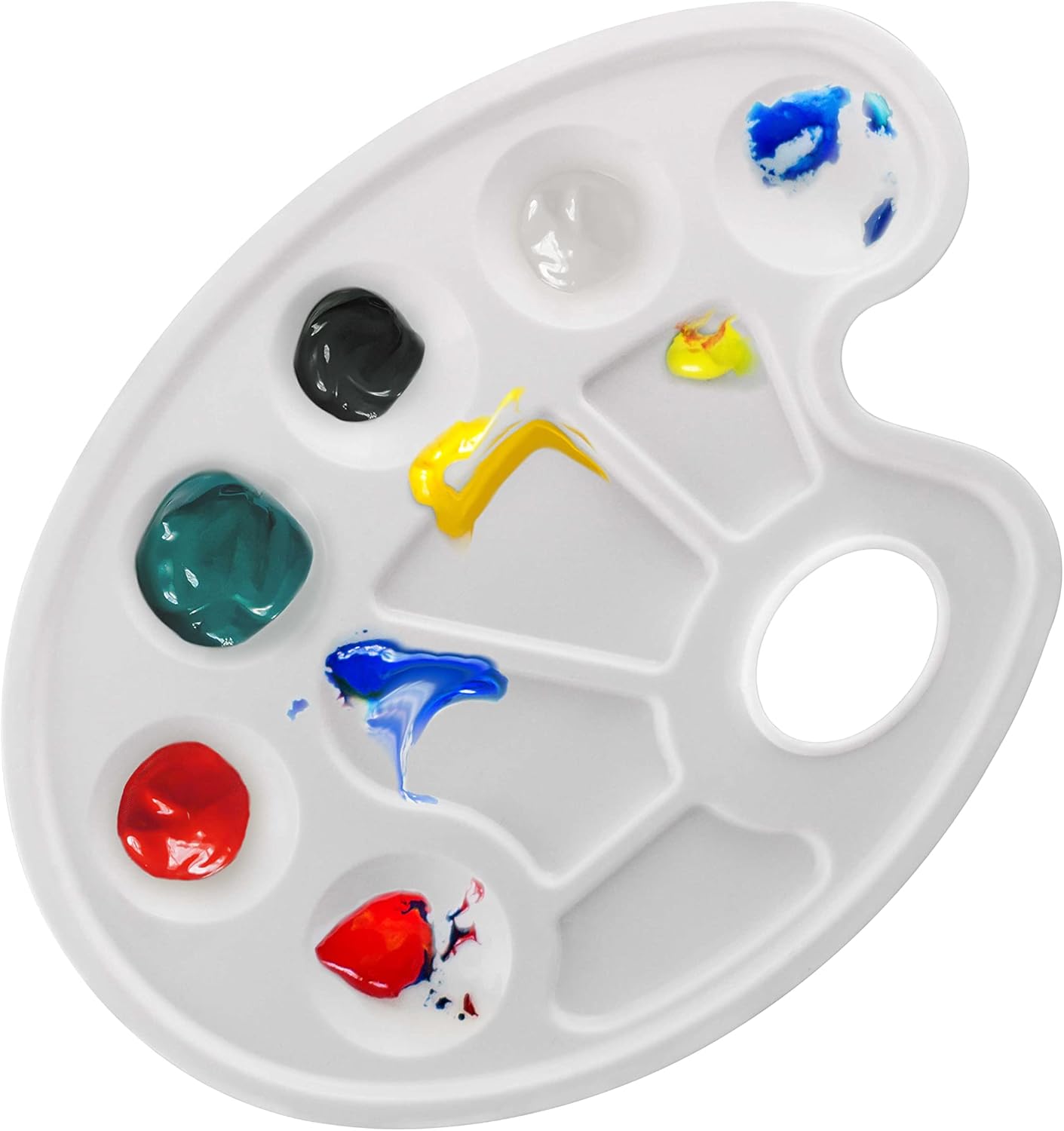 U.S Ar Suppl 10-Wel Plasti Artis Paintin Palett Pain Colo Mixin Tray Ar Students Classroom Craf Projects Fu Parties Event Brus Mi Acrylic Oil Watercolor Tempera