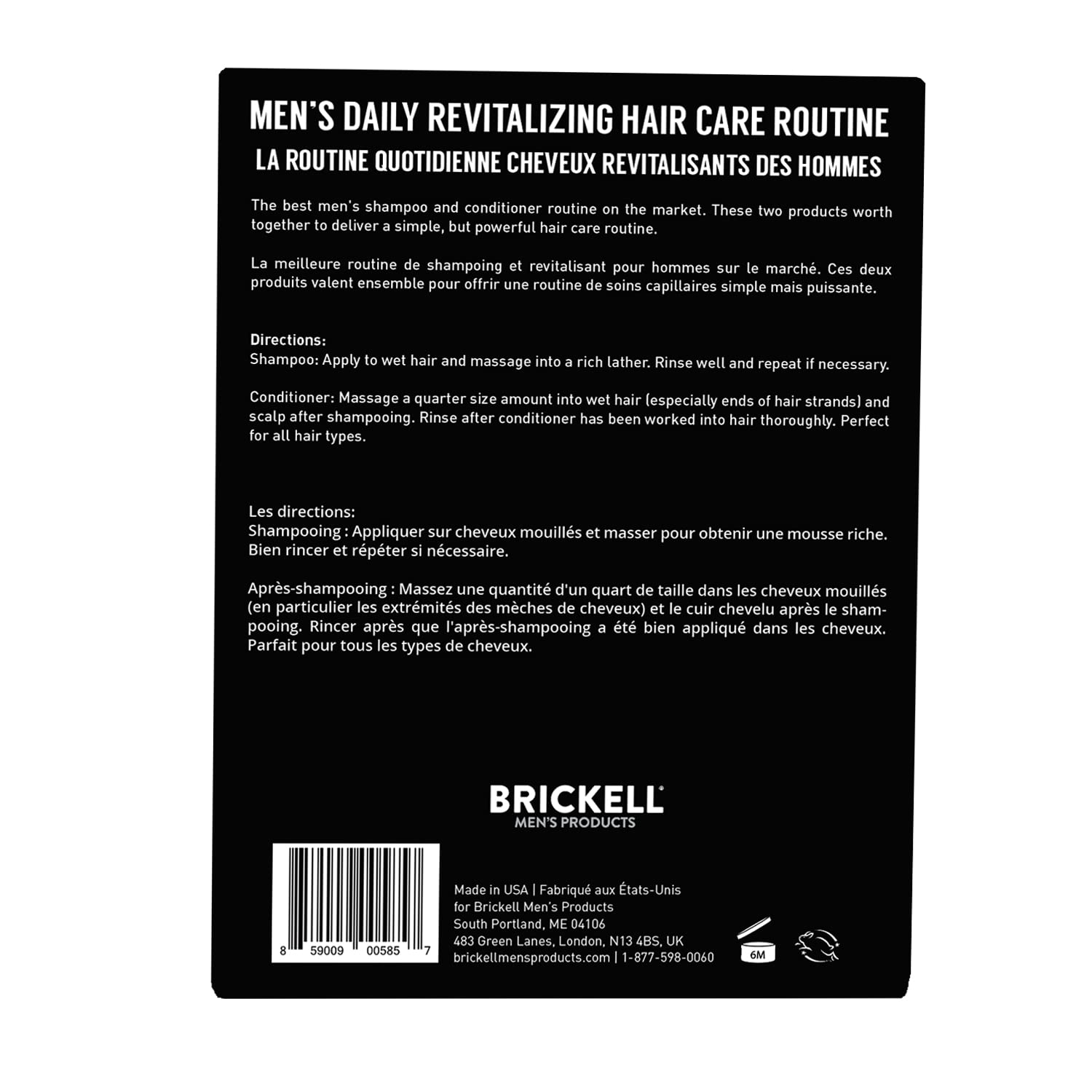 Brickel Men' Dail Revitalizin Hai Car Routine Shampo an Conditione Se Fo Men Min an Te Tre Oi Shampoo Strengt an Volum Enhancin Conditioner Natura an Organic Gif Set